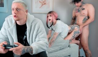 Young Bitch With Tattoos Cheat On The Guy Behind Him