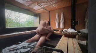 I’m at the hot spring again, wanting my boyfriend’s big dick to fill my already wet pussy – peach