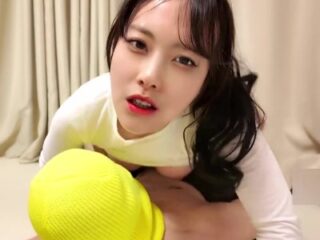Korean slut wearing tight black stockings was forcibly pulled down and ejaculated inside her – yoon